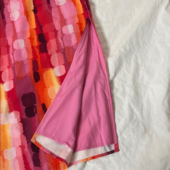 Lulus Luminous Vibes Hot Pink Abstract One-Shoulder Cutout Midi Dress XL NWT - Picture 4 of 13